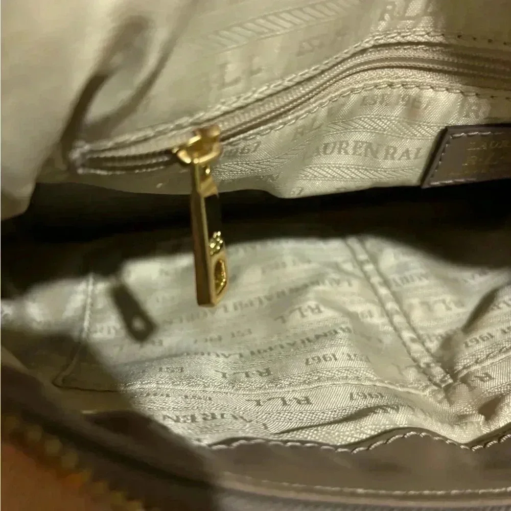 Ralph Lauren gary beige leather satchel handbag